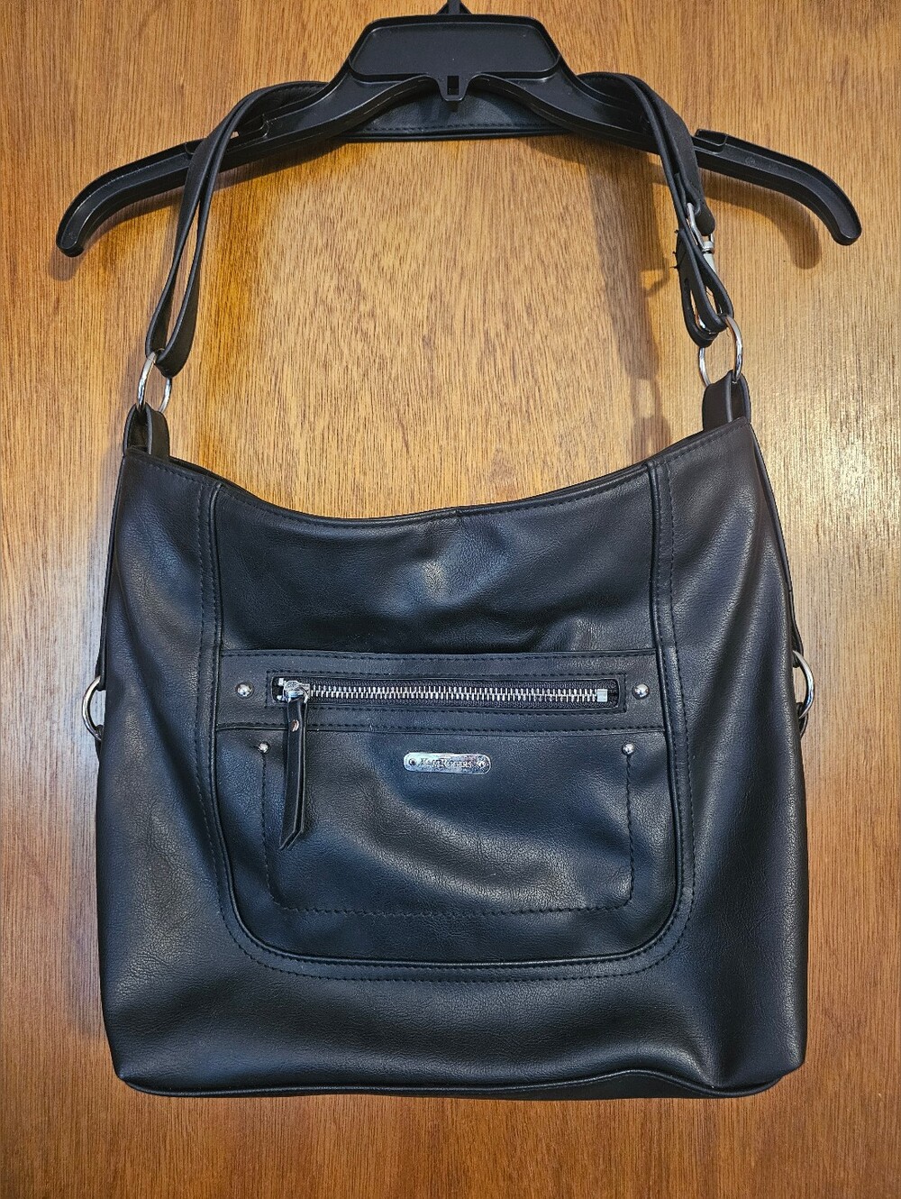 Kim Rodgers Black Faux Leather Hobo Shoulder Bag